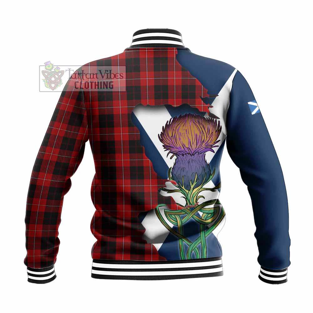 Tartan Vibes Clothing Cunningham Tartan Family Crest Baseball Jacket Scottish Thistle Celtic Inspired