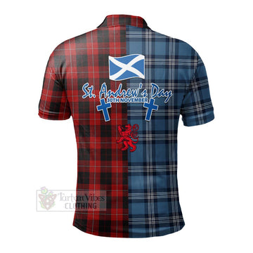 Tartan Vibes Clothing Cunningham Tartan Polo Shirt Happy St. Andrew's Day Half Tartan Style