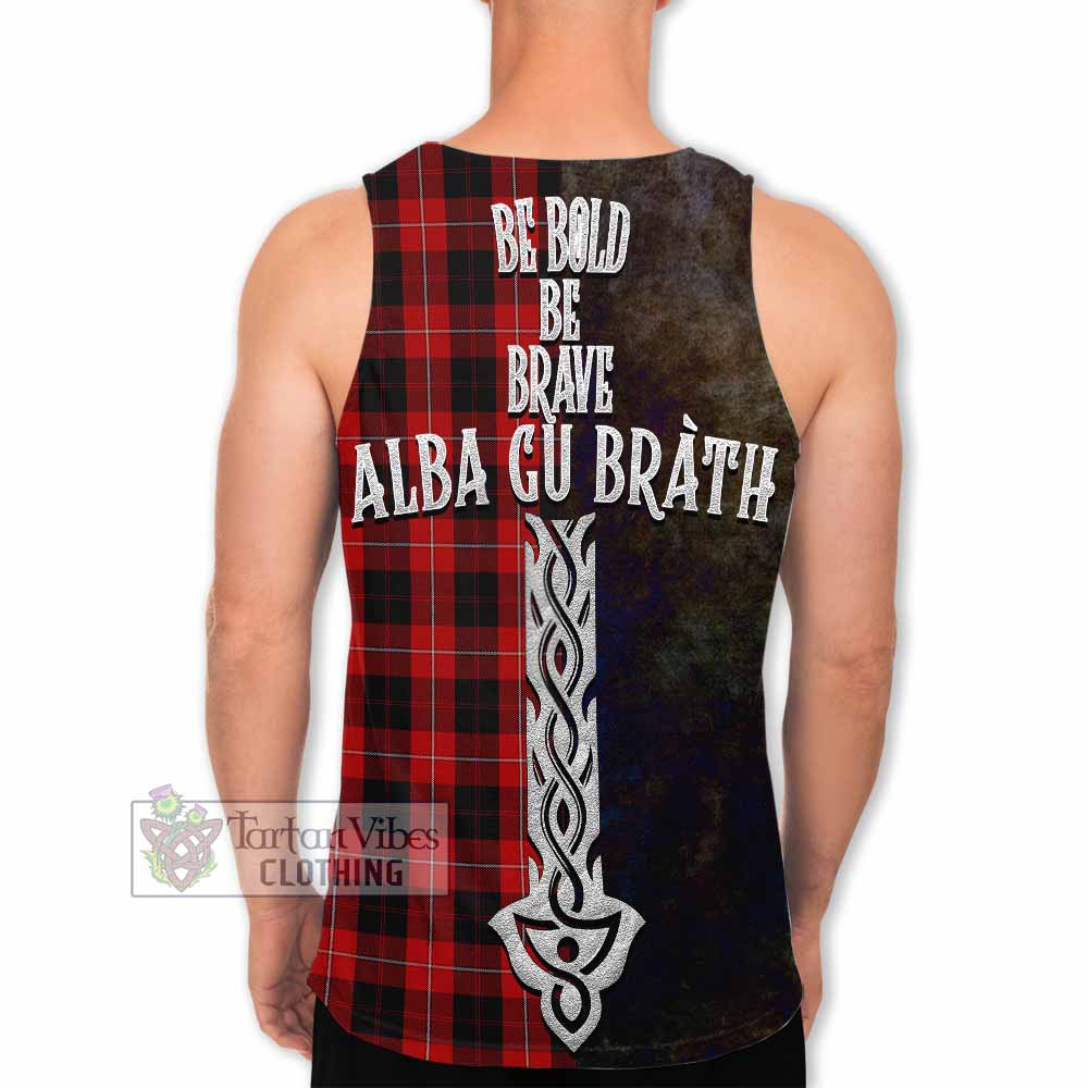 Tartan Vibes Clothing Cunningham Tartan Family Crest Men's Tank Top Alba Gu Brath Be Brave Lion Ancient Style