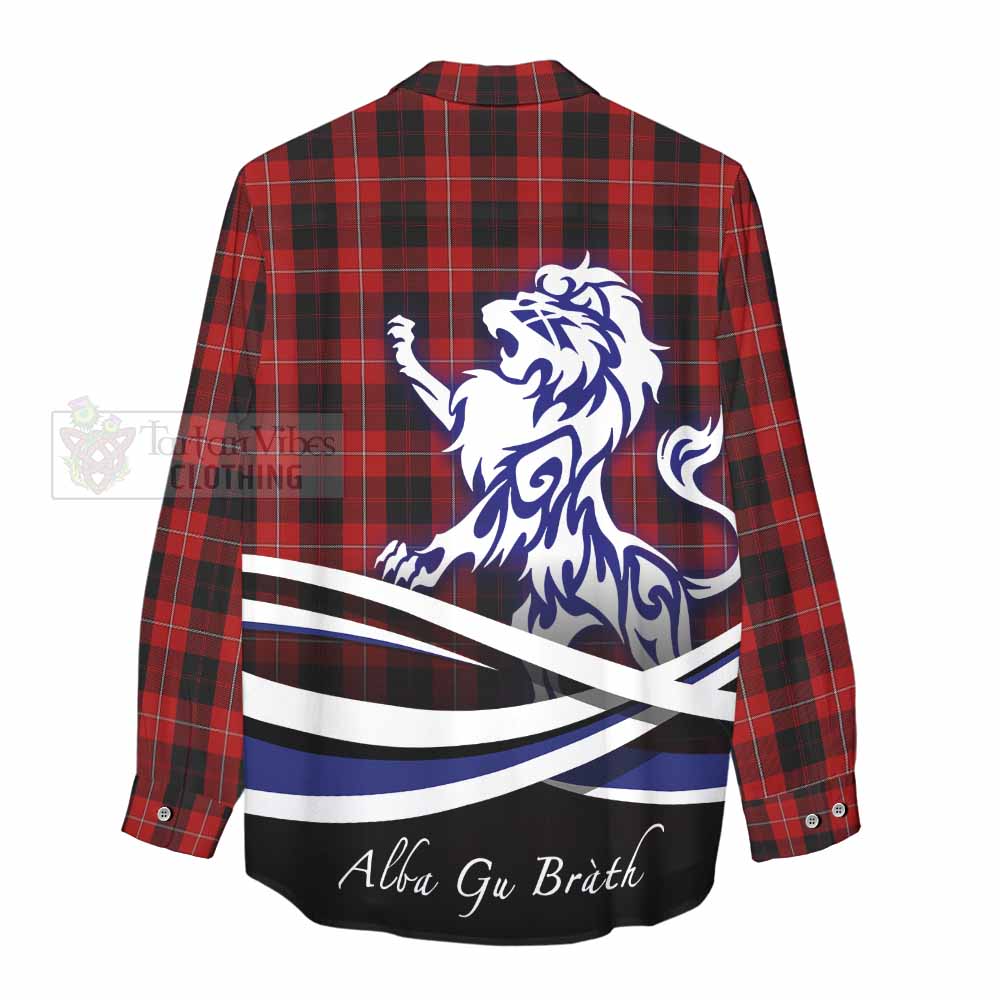 Tartan Vibes Clothing Cunningham Tartan Women's Casual Shirt with Alba Gu Brath Regal Lion Emblem