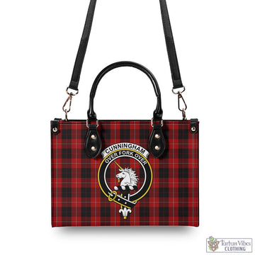Cunningham Tartan Luxury Leather Handbags with Family Crest - Tartan Vibes Clothing