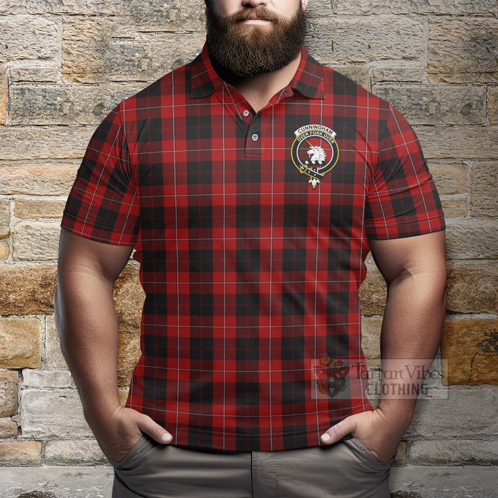 Tartan Vibes Clothing Cunningham Tartan Polo Shirt with Family Crest Celtic Skull Style