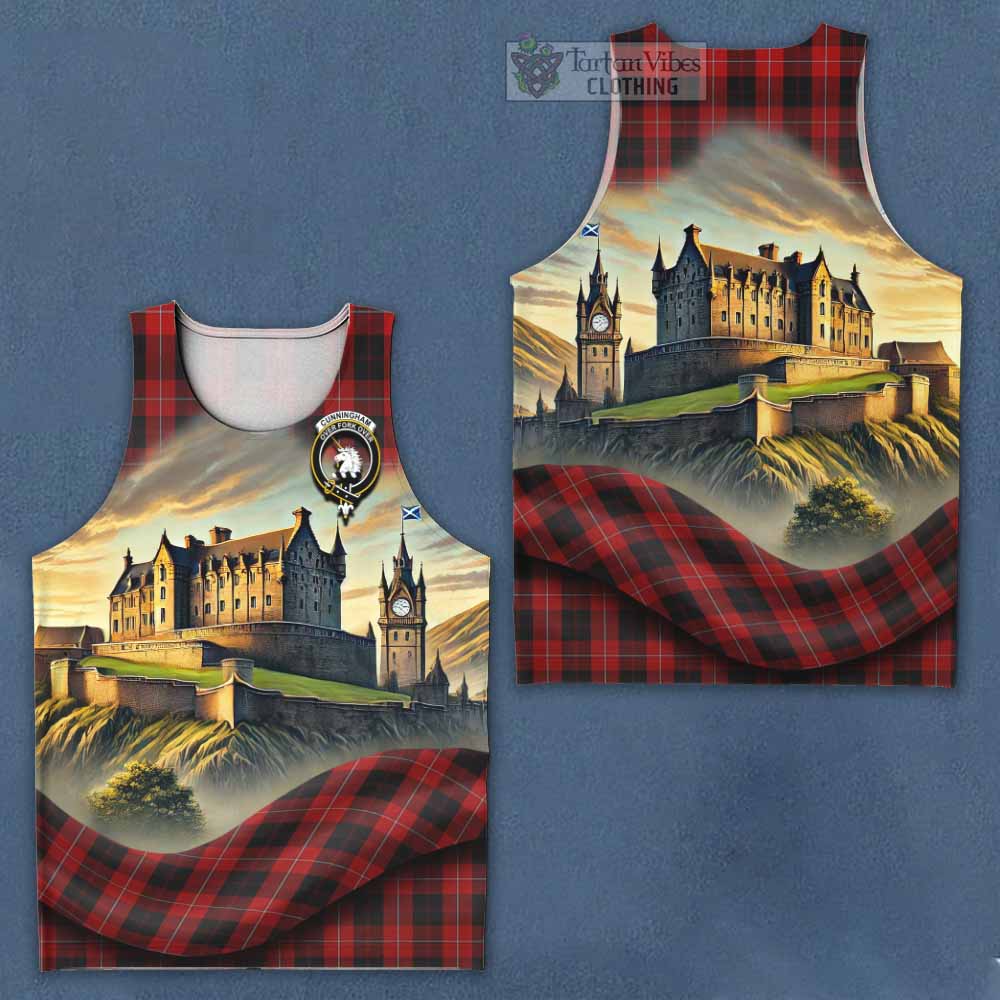 Tartan Vibes Clothing Cunningham Tartan Family Crest Men's Tank Top with Scottish Ancient Castle Style