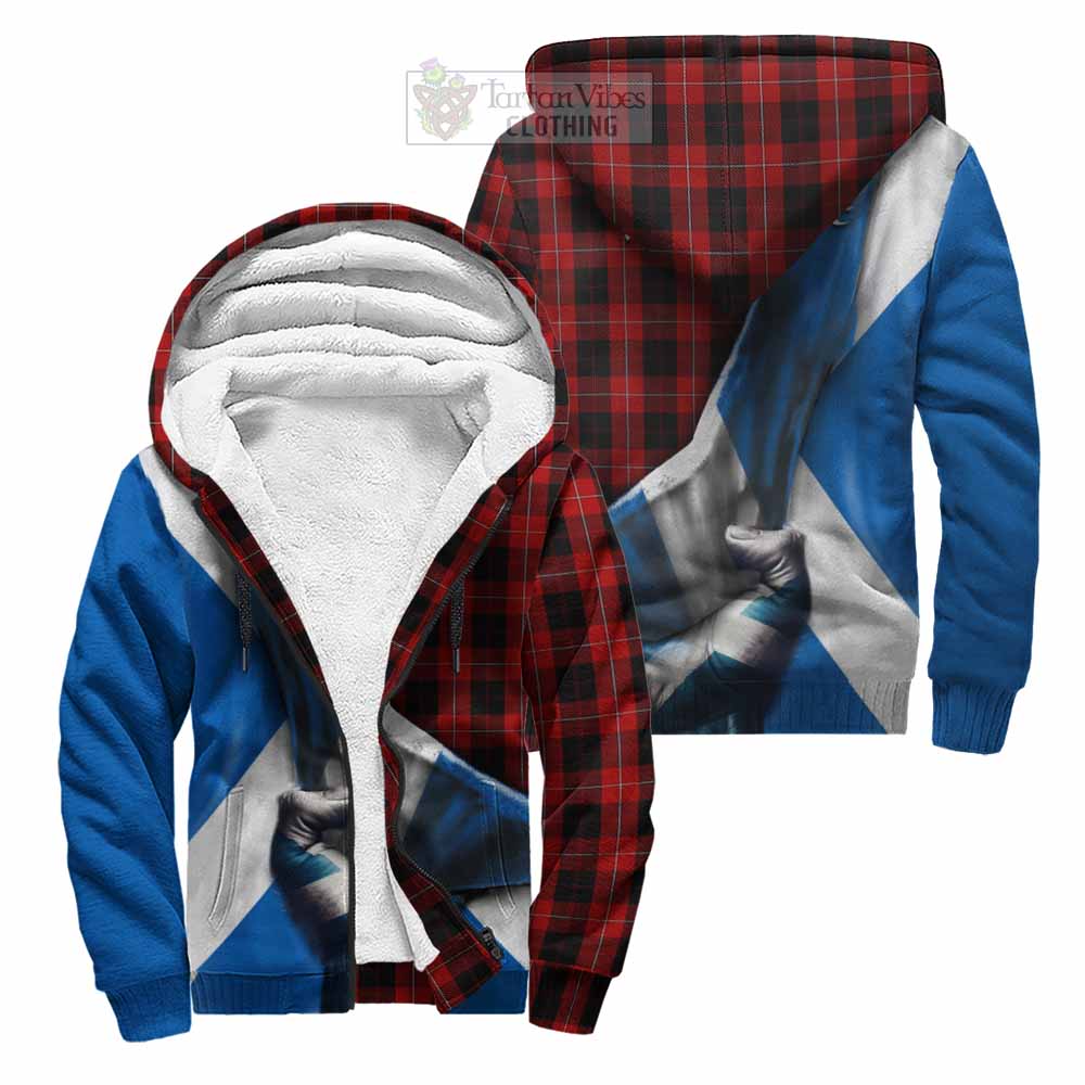 Tartan Vibes Clothing Cunningham Tartan Sherpa Hoodie with Family Crest Scotland Patriotic Style