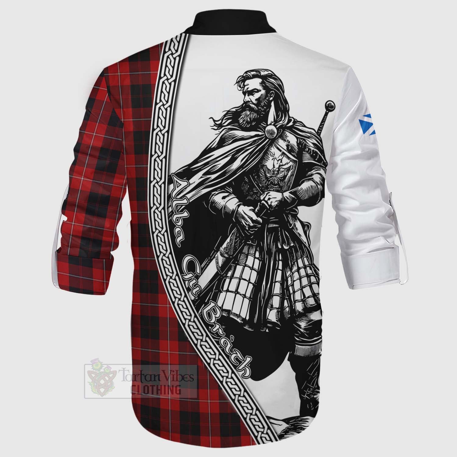 Tartan Vibes Clothing Cunningham Tartan Clan Crest Ghillie Kilt Shirt with Highlander Warrior Celtic Style