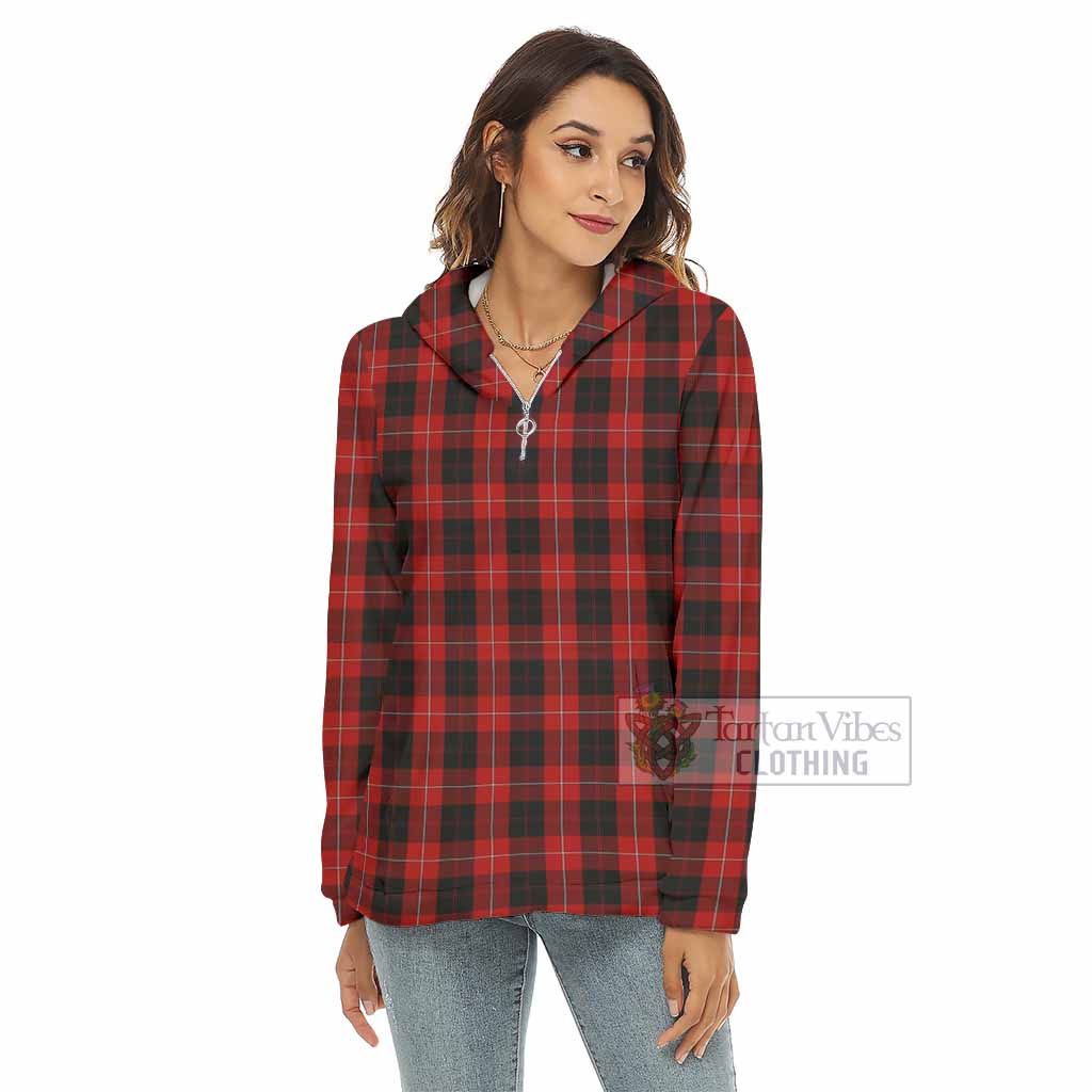 Tartan Vibes Clothing Cunningham Tartan Women's Borg  Half Zip Fleece Hoodie