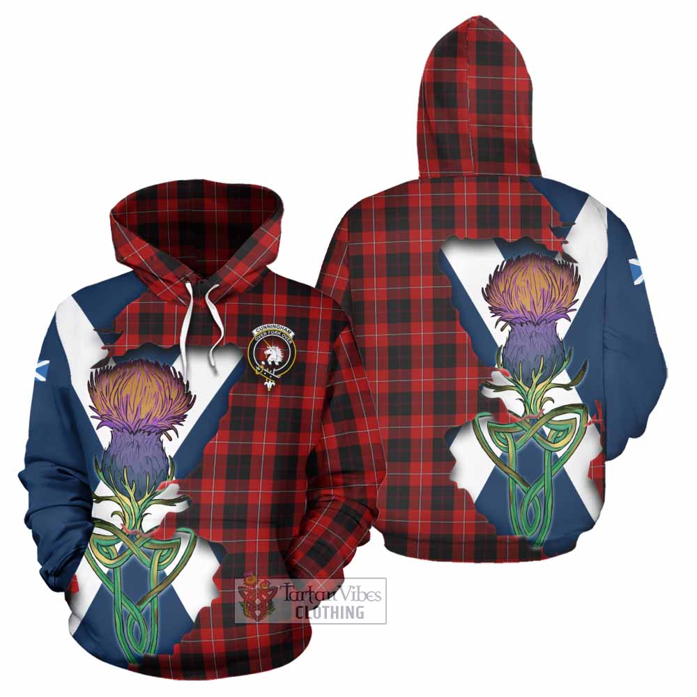 Tartan Vibes Clothing Cunningham Tartan Family Crest Hoodie Scottish Thistle Celtic Inspired