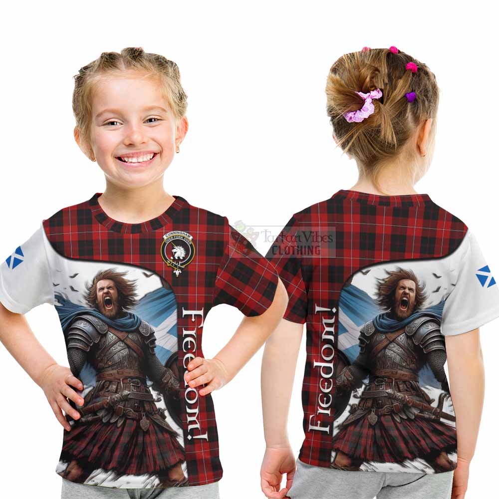 Tartan Vibes Clothing Cunningham Crest Tartan Kid T-Shirt Inspired by the Freedom of Scottish Warrior