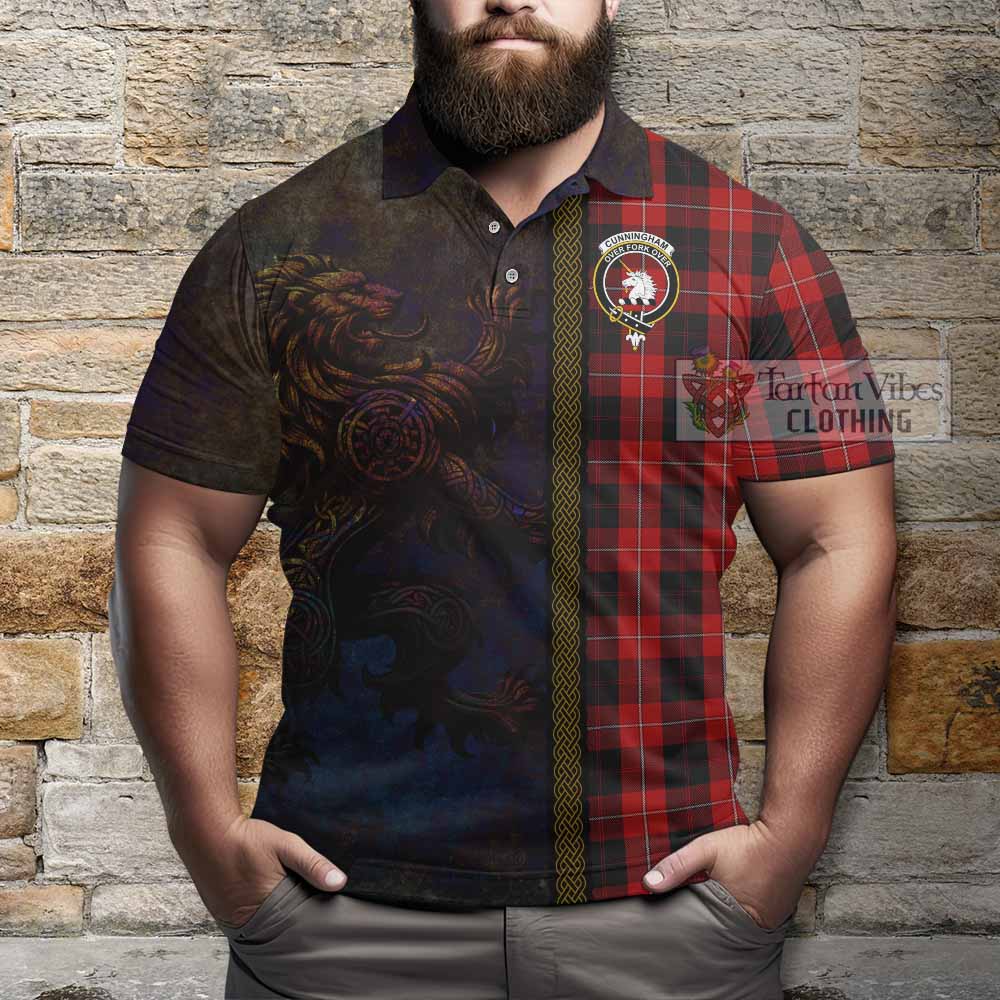 Tartan Vibes Clothing Cunningham Tartan Family Crest Polo Shirt Alba Gu Brath Be Brave Lion Ancient Style