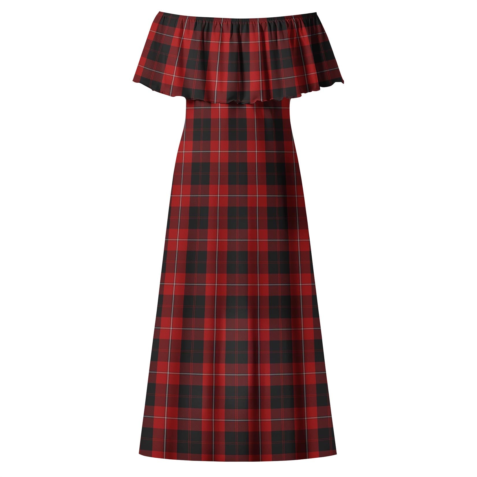 Cunningham Tartan Off Shoulder Long Dress - Tartanvibesclothing