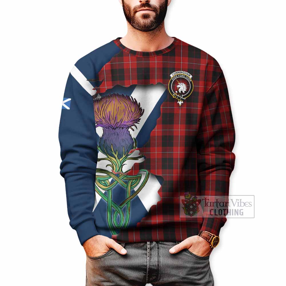 Tartan Vibes Clothing Cunningham Tartan Family Crest Sweatshirt Scottish Thistle Celtic Inspired