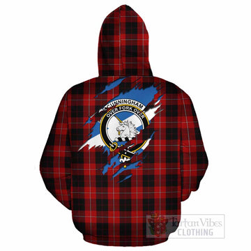 Cunningham Clan Crest In Me Tartan Cotton Hoodie Scotland Flag Style