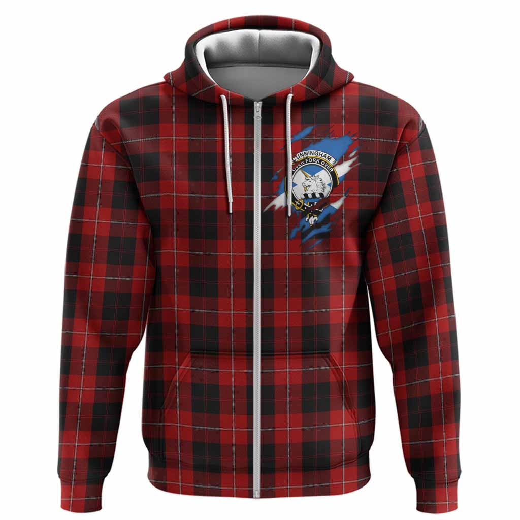 Cunningham Clan Crest In Me Tartan Hoodie Scotland Flag Style