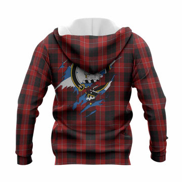 Cunningham Clan Crest In Me Tartan Knitted Hoodie Scotland Flag Style