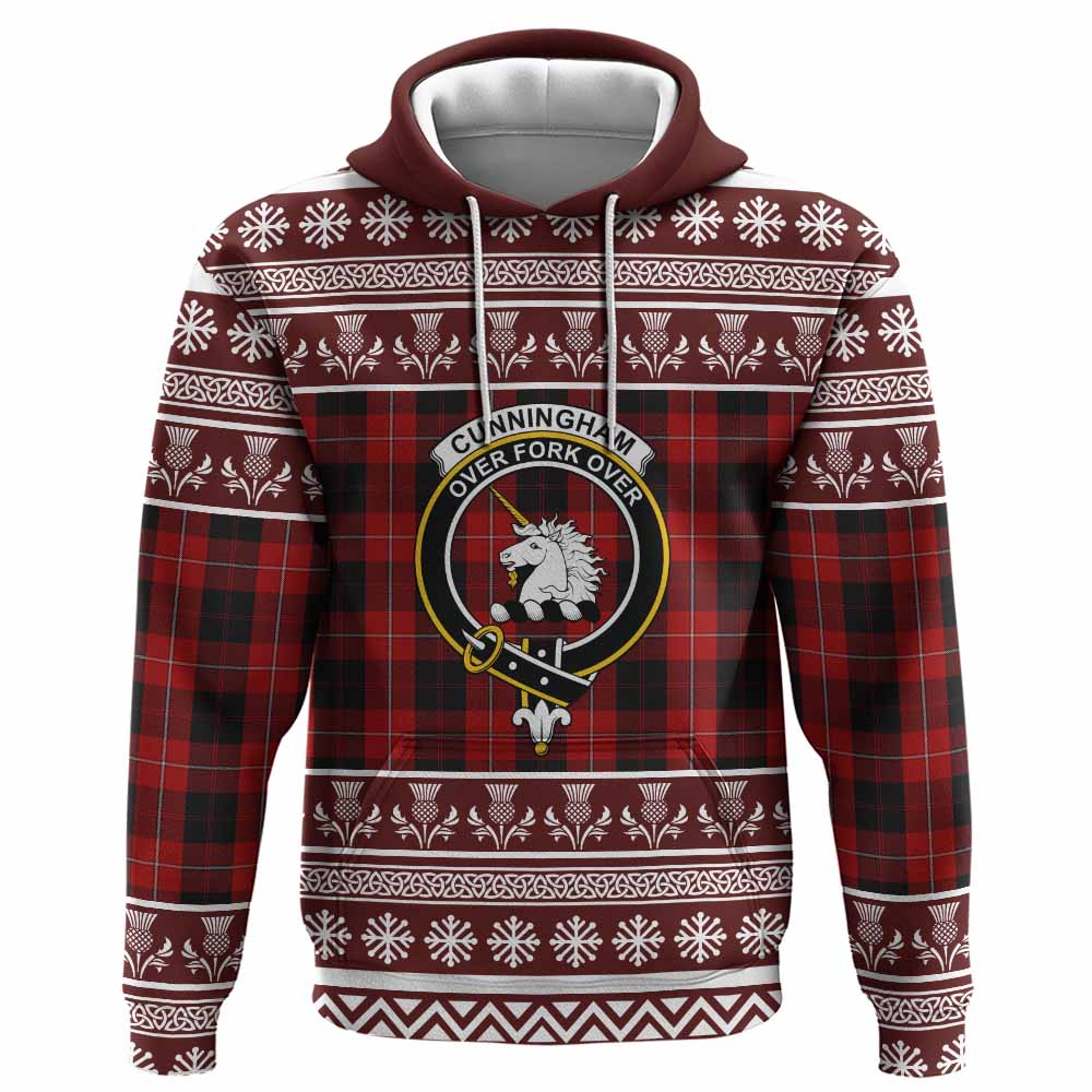 Cunningham Clan Tartan Christmas Hoodie with Family Crest - Tartan Vibes Clothing