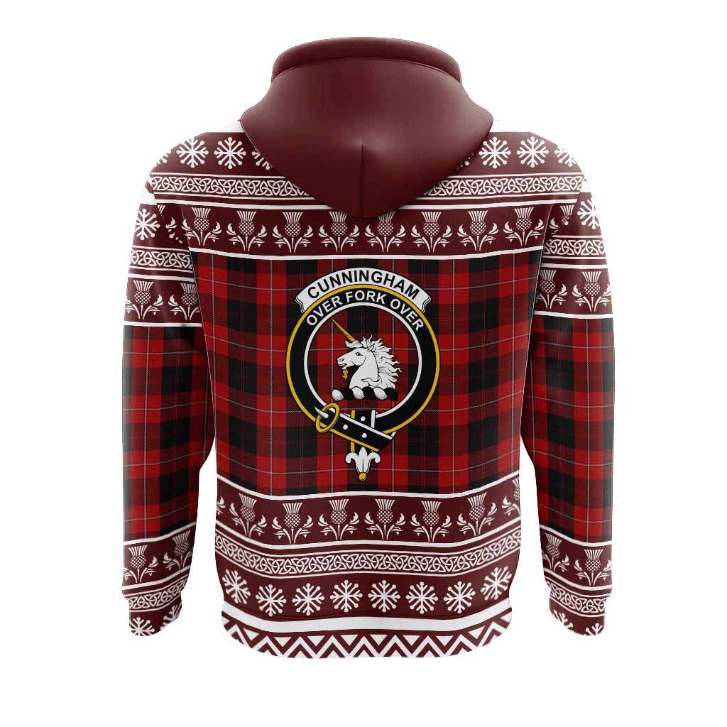 Cunningham Clan Tartan Christmas Hoodie with Family Crest - Tartan Vibes Clothing