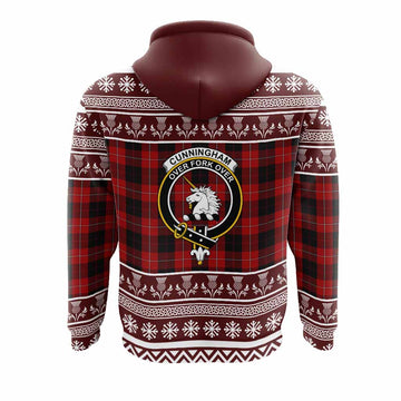 Cunningham Clan Tartan Christmas Hoodie with Family Crest