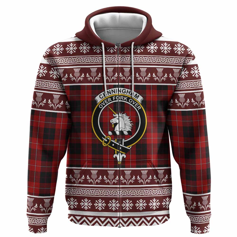 Cunningham Clan Tartan Christmas Hoodie with Family Crest - Tartan Vibes Clothing