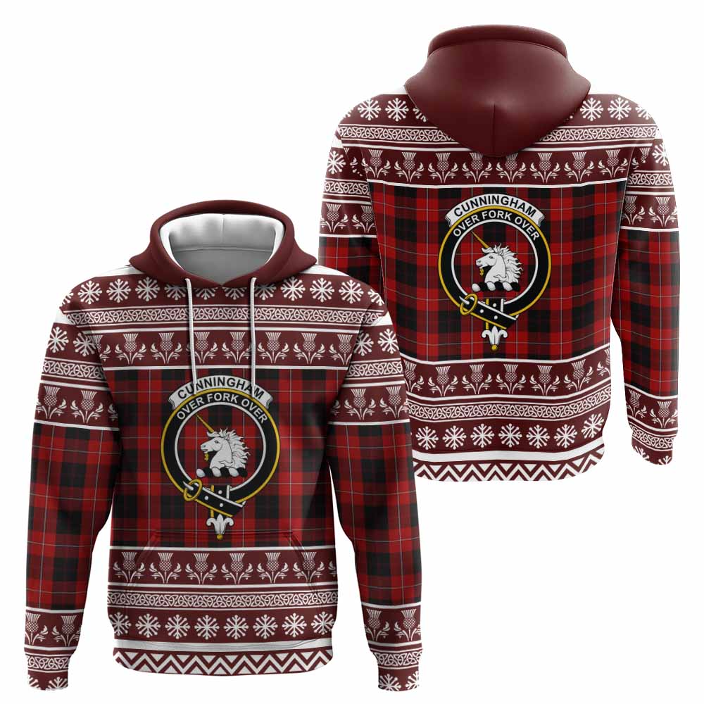 Cunningham Clan Tartan Christmas Hoodie with Family Crest - Tartan Vibes Clothing