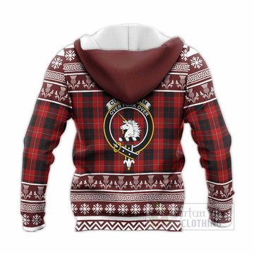Cunningham Clan Tartan Christmas Knitted Hoodie with Family Crest