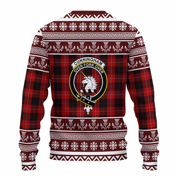 Cunningham Clan Tartan Christmas Ugly Sweater with Family Crest