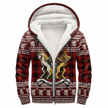 Cunningham Clan Tartan Crest Christmas Fleece Hoodie Coat of Arms Funny Style