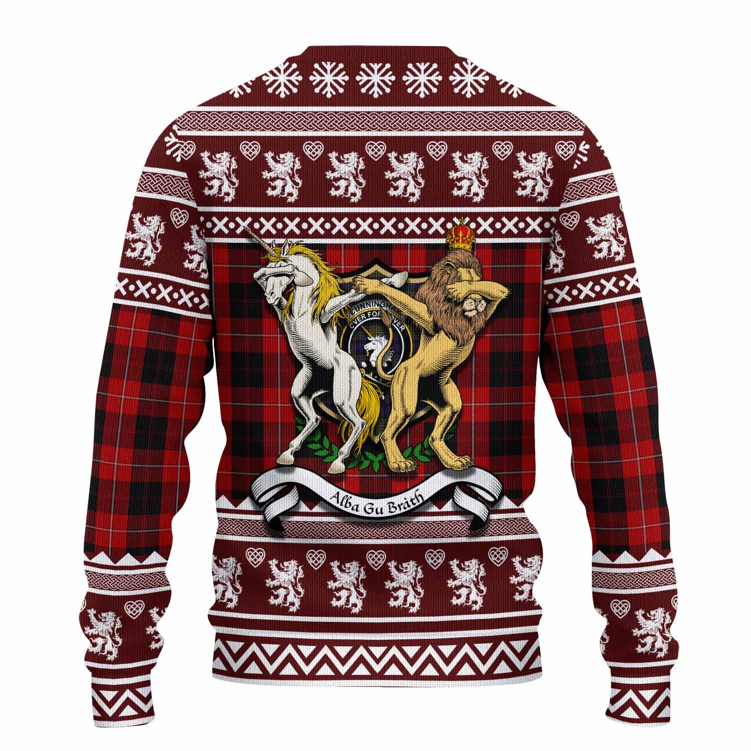 Cunningham Clan Tartan Crest Christmas Ugly Sweater Coat of Arms Funny Style - Tartan Vibes Clothing