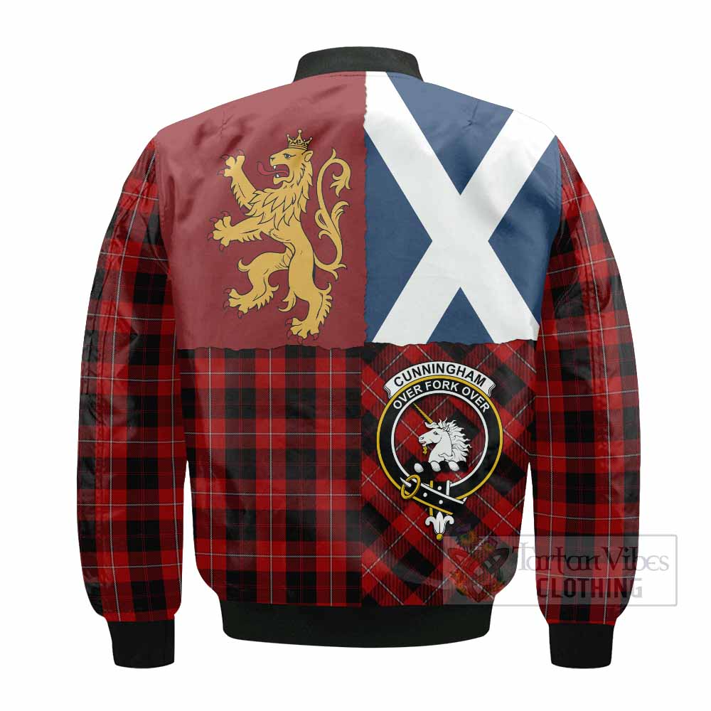 Cunningham Crest Tartan Bomber Jacket with Lion Rampant Saltire Style