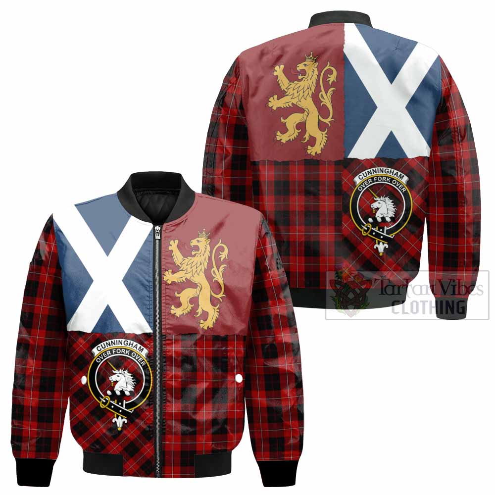 Cunningham Crest Tartan Bomber Jacket with Lion Rampant Saltire Style