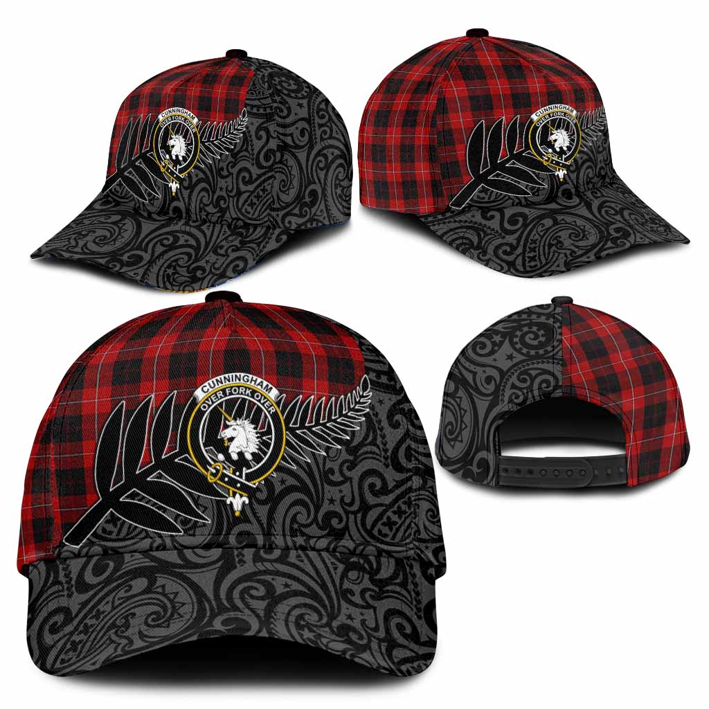 Cunningham Crest Tartan Classic Cap with New Zealand Silver Fern Half Style
