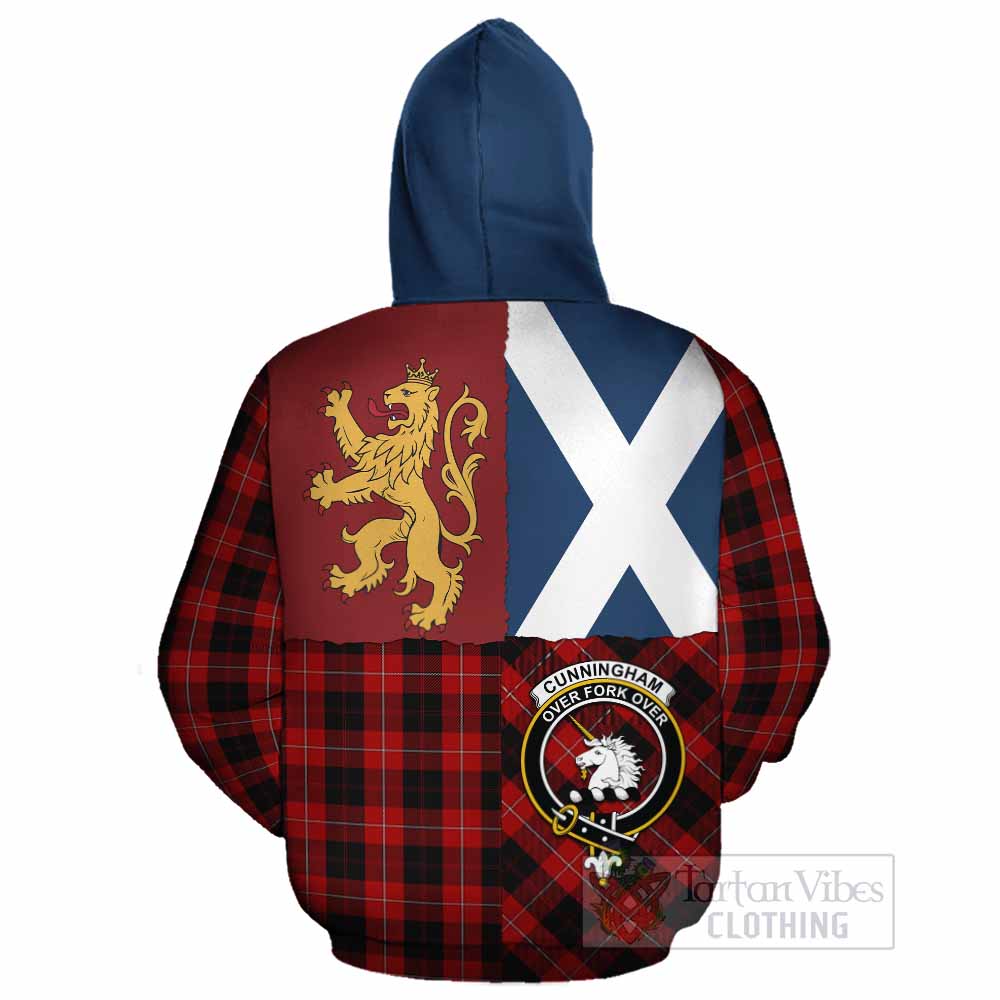 Cunningham Crest Tartan Cotton Hoodie with Lion Rampant Saltire Style - Tartan Vibes Clothing