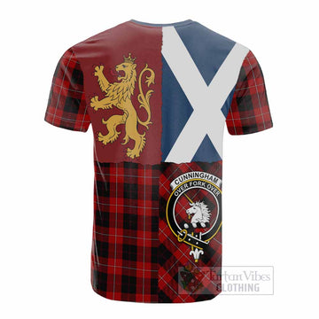 Cunningham Crest Tartan Cotton T-shirt with Lion Rampant Saltire Style