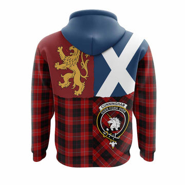 Cunningham Crest Tartan Hoodie with Lion Rampant Saltire Style