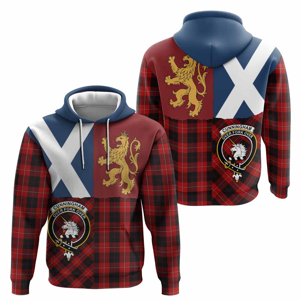 Cunningham Crest Tartan Hoodie with Lion Rampant Saltire Style