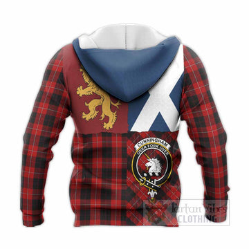 Cunningham Crest Tartan Knitted Hoodie with Lion Rampant Saltire Style