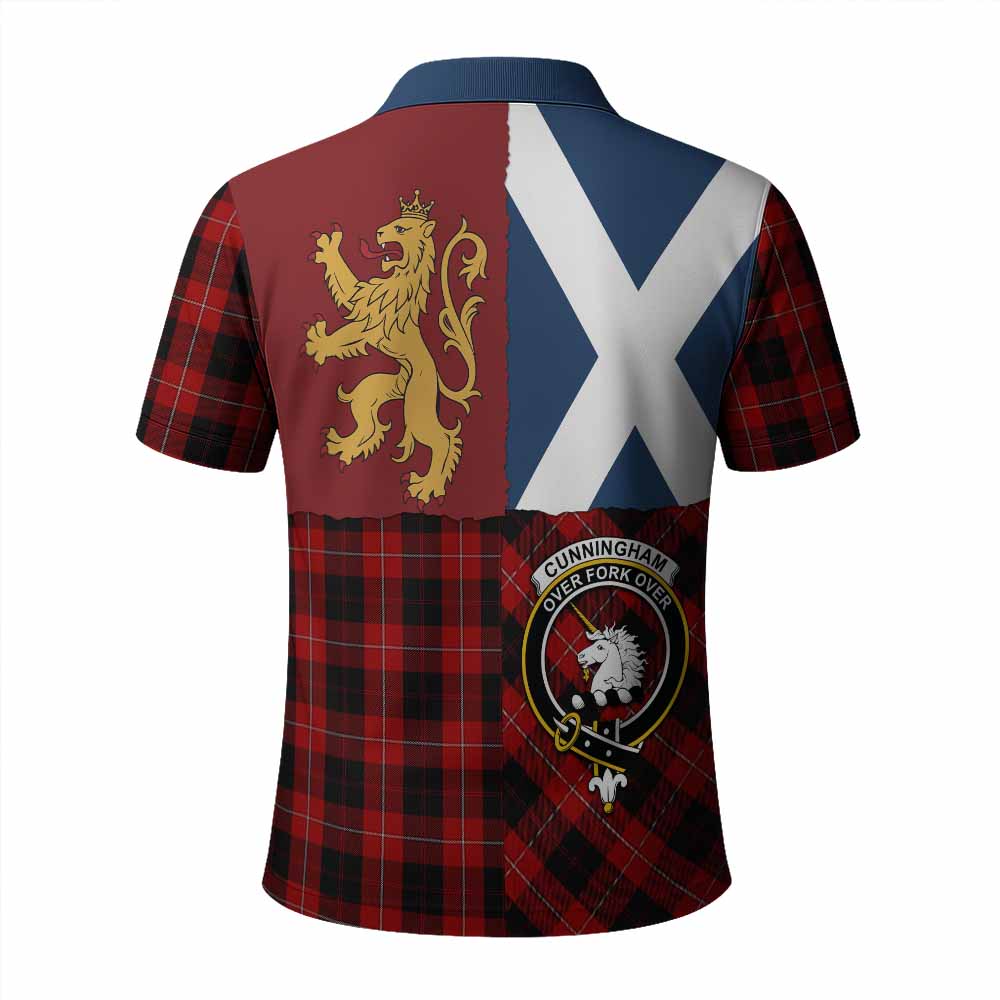 Cunningham Crest Tartan Polo Shirt with Lion Rampant Saltire Style