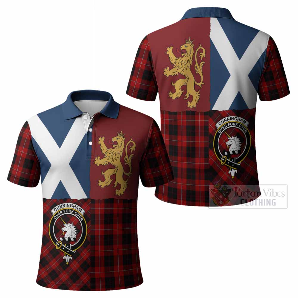 Cunningham Crest Tartan Polo Shirt with Lion Rampant Saltire Style