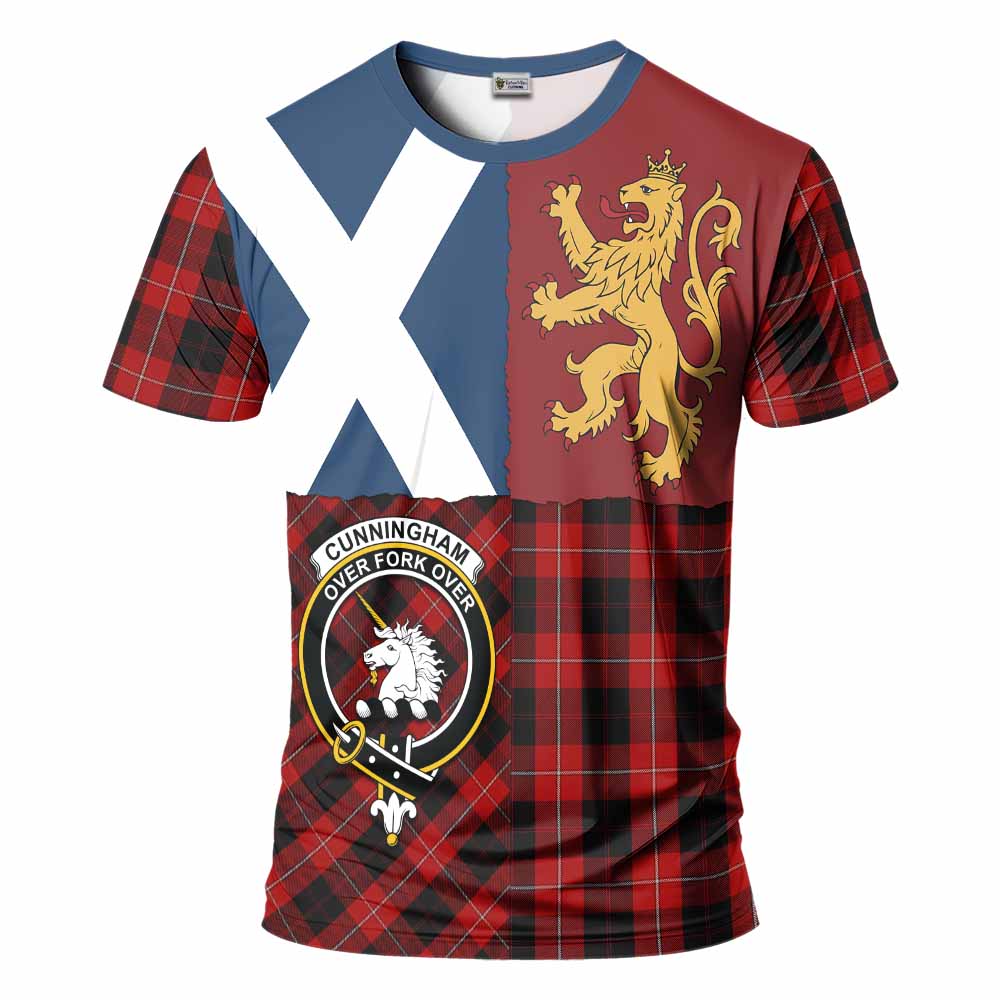 Cunningham Crest Tartan T-Shirt with Lion Rampant Saltire Style