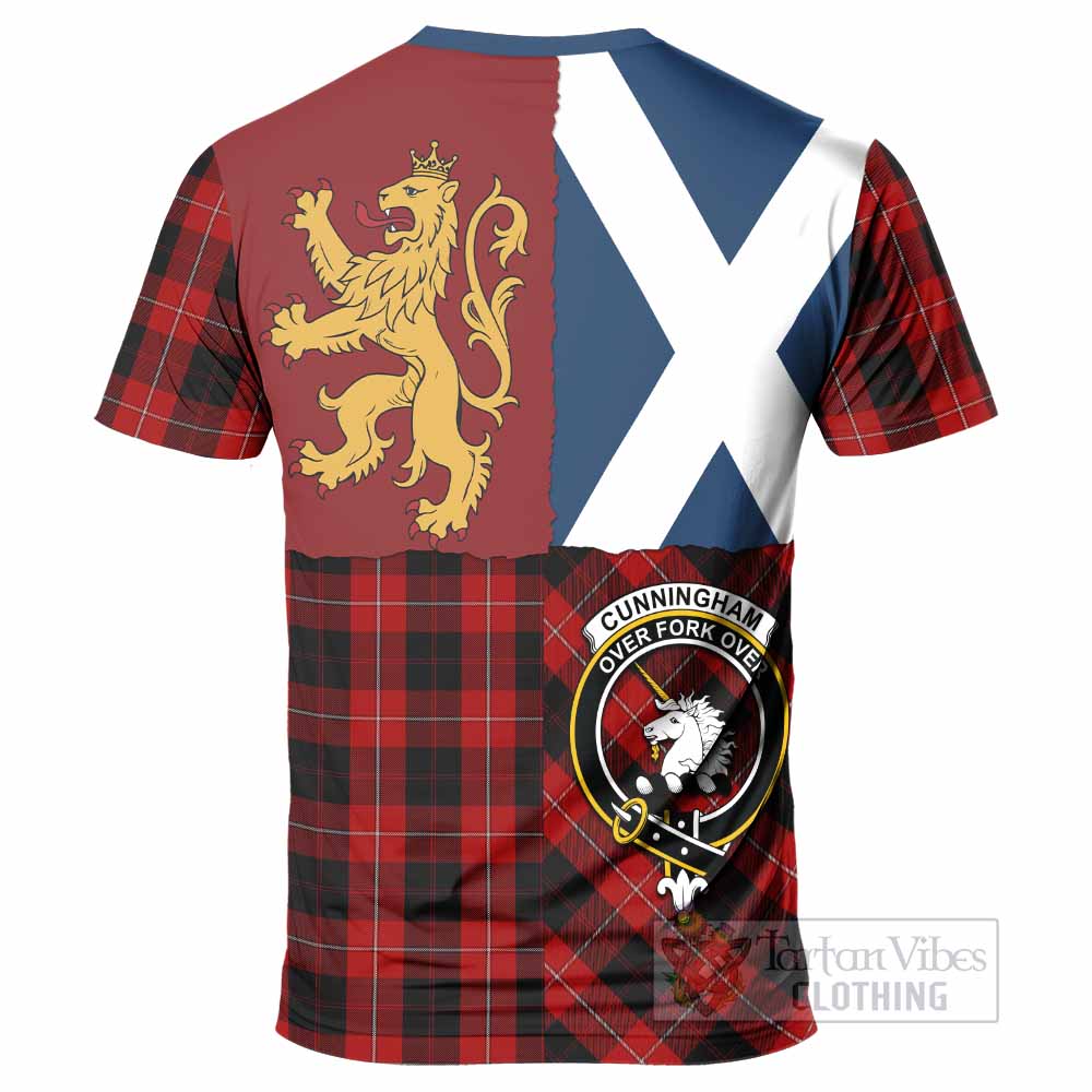 Cunningham Crest Tartan T-Shirt with Lion Rampant Saltire Style