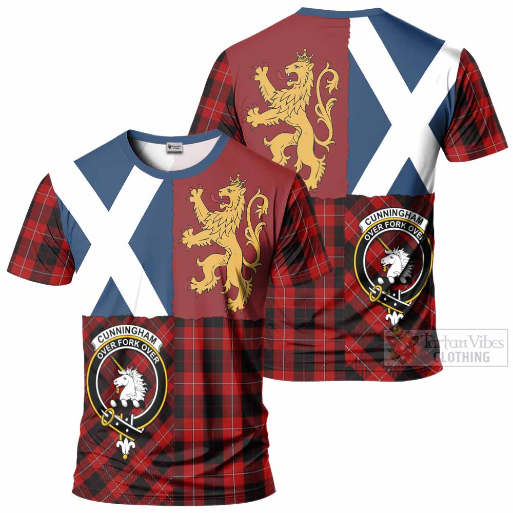 Cunningham Crest Tartan T-Shirt with Lion Rampant Saltire Style