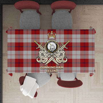 Cunningham Dress Tartan Tablecloth with Clan Crest and the Golden Sword of Courageous Legacy