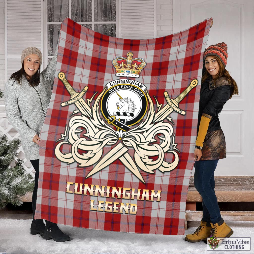 Tartan Vibes Clothing Cunningham Dress Tartan Blanket with Clan Crest and the Golden Sword of Courageous Legacy