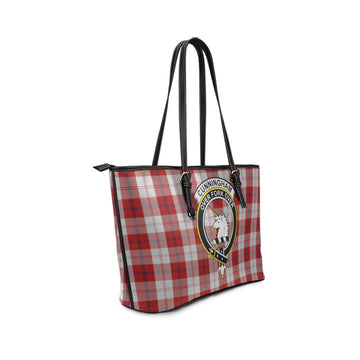 Cunningham Dress Tartan Leather Tote Bag with Family Crest
