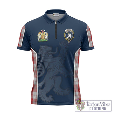 Cunningham Dress Tartan Zipper Polo Shirt with Family Crest and Lion Rampant Vibes Sport Style