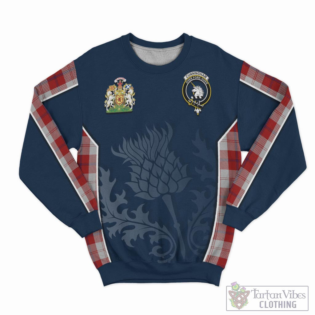 Tartan Vibes Clothing Cunningham Dress Tartan Sweatshirt with Family Crest and Scottish Thistle Vibes Sport Style