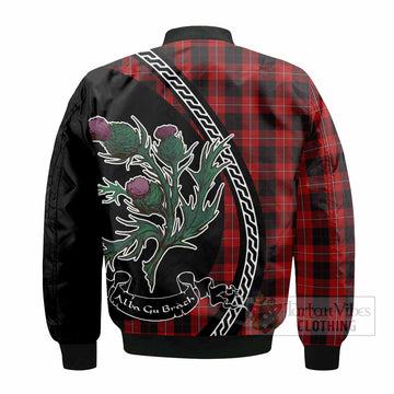 Cunningham Family Crest Tartan Bomber Jacket Alba Thistle Inspired