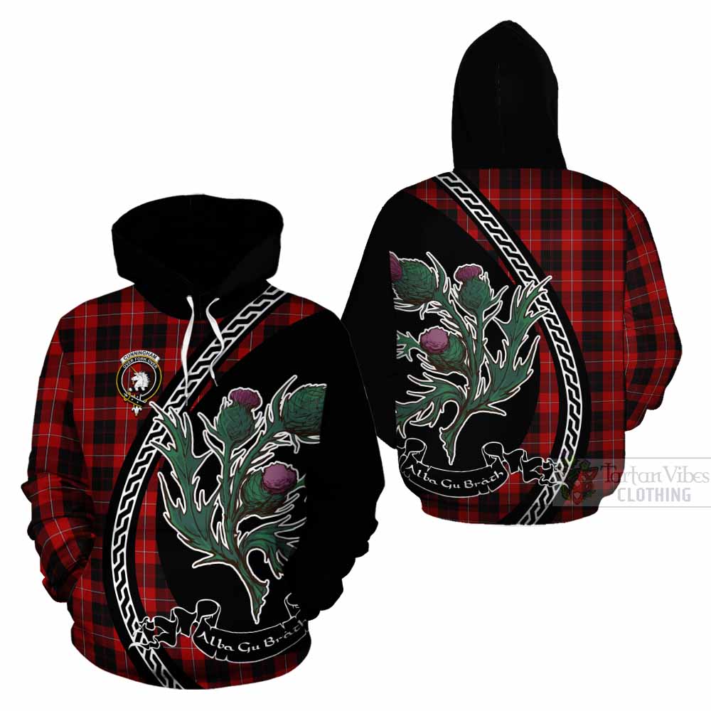 Cunningham Family Crest Tartan Cotton Hoodie Alba Thistle Inspired - Tartan Vibes Clothing