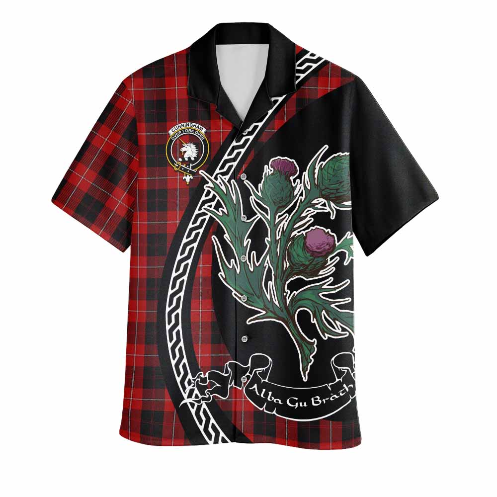 Cunningham Family Crest Tartan Hawaiian Shirt Alba Thistle Inspired - Tartan Vibes Clothing