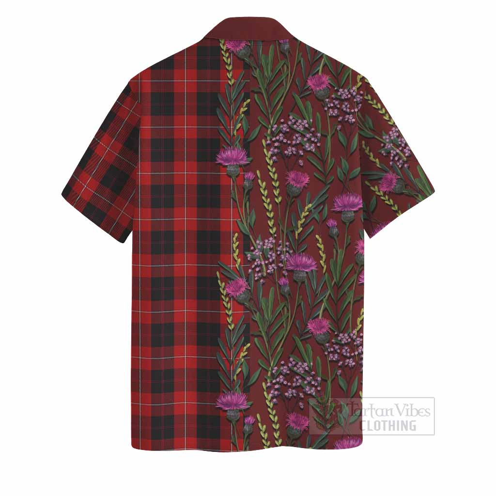 Cunningham Family Crest Tartan Hawaiian Shirt Scottish Thistle Flower Pattern Half Style - Tartan Vibes Clothing