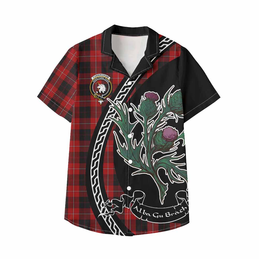 Cunningham Family Crest Tartan Kid Hawaiian Shirt Alba Thistle Inspired - Tartan Vibes Clothing